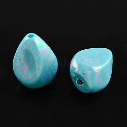 AB Color Plated Acrylic Beads, teardrop, Light Sky Blue, 21x16x12mm, Hole: 2mm, about 253pcs/500g