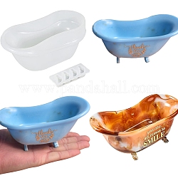 Пищевые силиконовые Молды для мыльниц в форме ванны, Молды для литья смолы, для изготовления ящиков для хранения, белые, 63~150x27~68x7~63 мм, 2 шт / комплект