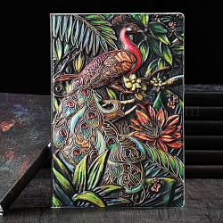 Cuaderno de cuero pu en relieve 3d, diario con patrón de pavo real a5, para material de oficina escolar, multicolor, 215x145mm