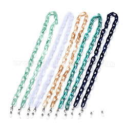 Brillenketten, Halsband für Brillen, mit Acryl Büroklammerketten, 304 Hummerkrallenverschlüsse aus Edelstahl und Gummischlaufenenden, Mischfarbe, 27.55 Zoll (70 cm)