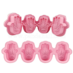 Hamsa Handseife Silikonformen, für die handgemachte Seifenherstellung, 4 Hohlräume, rosa, 337x107x30 mm
