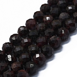 Granate natural hebras, facetas (64 facetas), redondo, 6mm, agujero: 0.8 mm, aproximamente 62~67 pcs / cadena, 15.16~15.55 pulgada (38.5~39.5 cm)