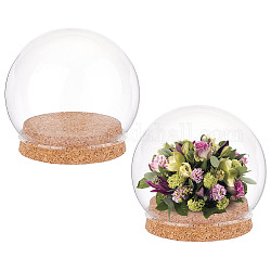 Nbeads 2 set cupola espositiva in vetro rotonda, mini cloche di vetro cupola di vetro trasparente pianta terrario decorazione con base in sughero 3.94