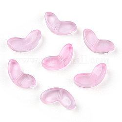 Pulvériser perles de verre transparentes peintes, feuille, rose, 6.5x14x4.5mm, Trou: 1mm