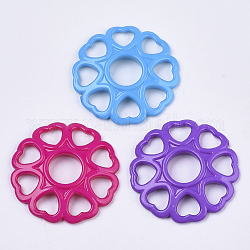 Opaque Acrylic Filigree Joiners Links, Flower, Mixed Color, 33x32.5x4.5mm, about 350pcs/500g