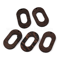 Pendenti in legno wengè naturale, undyed, ciondoli a cornice ovale, marrone noce di cocco, 38x23x3.5mm, Foro: 2 mm