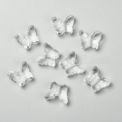 Abalorios de acrílico transparentes, mariposa, Claro, aproximamente 22 mm de largo, 18 mm de ancho, 9 mm de espesor, agujero: 1.6~1.8 mm