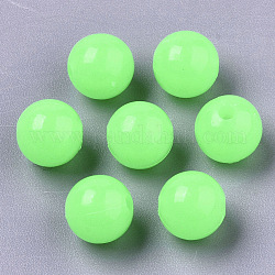 Perles acryliques lumineuses, brillent dans le noir, ronde, pelouse verte, 8mm, Trou: 1.8mm