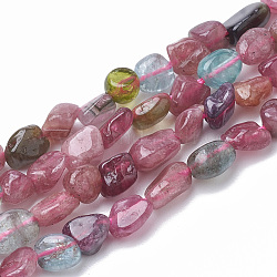 Natürlichen Turmalin Perlen Stränge, gefärbt, Nuggets, 4~9x5~6x2.5~5 mm, Bohrung: 1 mm, ca. 57 Stk. / Strang, 15.9 Zoll