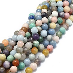 Natur gemischten Edelsteinperlen Stränge, natürlicher Amazonit & Angelit & rosa Opal & Myanmar-Jade, Runde, 10 mm, Bohrung: 1 mm, ca. 39 Stk. / Strang, 15.55'' (39.5 cm)