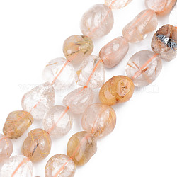 Naturale perle di quarzo rutilato fili, pietra burrattata, pepite, 5~13x5~10x3~8mm, Foro: 1 mm, circa 40~60pcs/filo, 14.57 pollice ~ 15.74 pollici (37~40 cm)