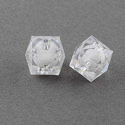 Perline acrilico trasparente, perline in perline, cubo sfaccettato, chiaro, 8x7x7mm, Foro: 2 mm, circa 2000pcs/500g