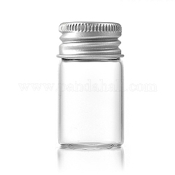 Botellas de vidrio grano contenedores, Tubos de almacenamiento de cuentas con tapa de rosca y tapa de aluminio chapada en color plateado., columna, Claro, 2.2x4 cm, capacidad: 8ml (0.27fl. oz)
