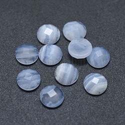 Dentelle bleue naturelle cabochons agate, facette, demi-rond / dôme, 6x2.5mm