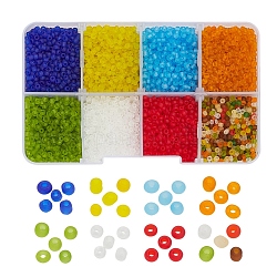 8 cuentas de semillas de vidrio de colores, colores esmerilado, redondo, color mezclado, 2mm, agujero: 1 mm, alrededor de 15g / color