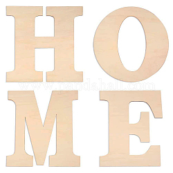 Brief nach Hause unvollendete Holzausschnitte, für DIY, Hochzeit, Heimdekoration und Farbe, 30x24~29.5x0.3 cm, 4 Stück / Set