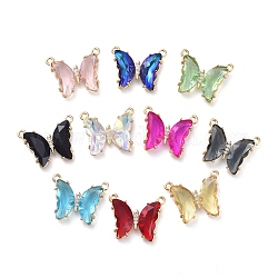 Laiton micro pavé clair zircone cubique liens, avec la glace, papillon, or, couleur mixte, 18x21.5x4.5mm, Trou: 1.4mm