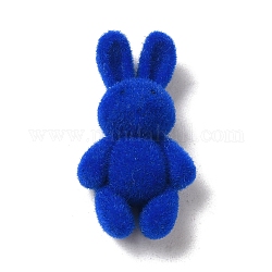 Cartoon Flocking Acrylic Cabochons, Rabbit, Medium Blue, 26x13.5x9mm
