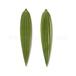 Undurchsichtige Harzanhänger, Bambusblatt, olivgrün, 58.8x12x1 mm, Bohrung: 1 mm