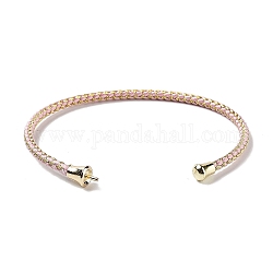 Fabrication de bracelet manchette en acier inoxydable, avec accessoire en laiton de ton doré, pour la moitié de perles percées, blanc antique, diamètre intérieur: 1-3/4x2-3/8 pouce (4.6x6 cm), pin: 1 mm