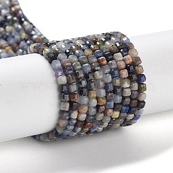 Natural Sodalite Beads Strands, Faceted, Square, 2x2x2mm, Hole: 0.5mm, about 176pcs/strand, 15.04''(38.2cm)