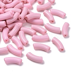 Opaque Acrylic Beads, Curved Tube, Misty Rose, 34.5x13x11mm, Hole: 3.5mm, about 155pcs/500g