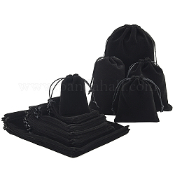 Pandahall elite прямоугольные бархатные мешочки, мешки для подарков на рождество, чёрные, 25 шт / комплект