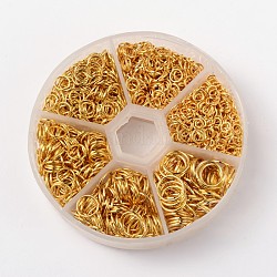 1 boîte d'anneaux de jonction en fer, anneaux de jonction ouverts, or, 4~10x0.7~1mm, environ 2.6~8 mm de diamètre intérieur, environ 1600 pcs / boîte