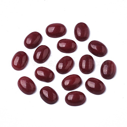 Synthetic Coral Cabochons, Oval, Dyed, Dark Red, 8x6x3mm