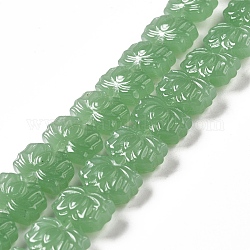 Transparente Glasperlen Stränge, Lotus, dunkles Seegrün, 10x14x7 mm, Bohrung: 0.8 mm, ca. 38 Stk. / Strang, 14.17 Zoll (36 cm)