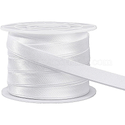 Benecreat12.5mサテンパイピングトリム  チャイナドレス用綿  衣類の装飾  1個のプラスチックスプール付き  ホワイト  3/8インチ（10mm）