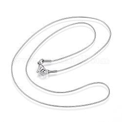304 Edelstahl Schlangenkette Halsketten, mit Karabiner verschlüsse, Edelstahl Farbe, 18.1 Zoll (46 cm), 0.9 mm