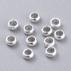 201 Edelstahl-Abstandhalter-Perlen, Rondell, Silber, 2.5x1 mm, Bohrung: 1.4 mm