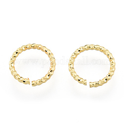 Ottone anelli di salto aperto, nichel libero, texture, vero placcato oro 18k, 10x1.2mm, diametro interno: 6mm
