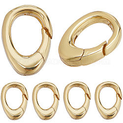 Sunnyclue 6 pezzo di anelli per cancelli a molla in ottone, cadmio & nichel &piombo libero, anello ovale, vero placcato oro 18k, 9x7x2mm, Foro: 4.5x5.5 mm