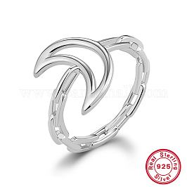 Rhodinierter 925 Fingerring aus Sterlingsilber, hohler Mond, Platin Farbe, Innendurchmesser: 16 mm