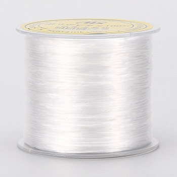 Cadena japonesa de cristal elástico plano, hilo de poliéster, para pulseras elásticas para hacer joyas con piedras preciosas, blanco, 0.5mm, alrededor de 65.6 yarda (60 m) / rollo