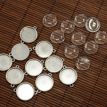 20mm Clear Domed Glass Cabochon Cover for Flat Round DIY Photo Alloy Link Making DIY-X0106-AS-LF