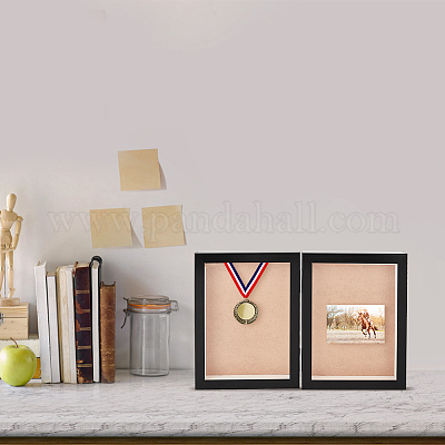 Olycraft vitrine de médailles en bois cadres photo doubles noirs cadre  photo d'affichage de table
