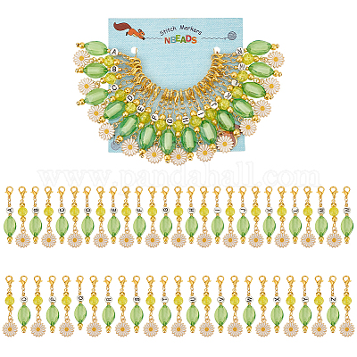 Маркеры-подвески в виде ромашек и овалов&nbsp;HJEW-AB00458-1