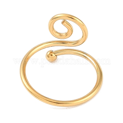 Ионное покрытие (ip) 304 нержавеющая сталь спиральное открытое манжетное кольцо для женщин RJEW-C097-04G-1