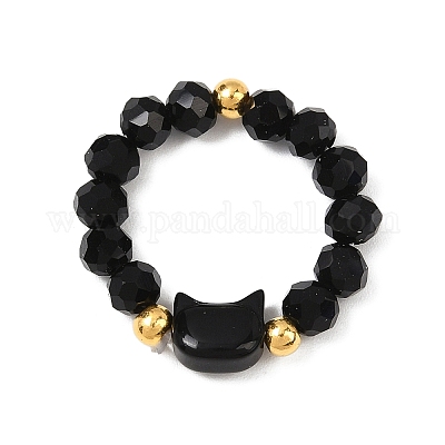 1 шт. стеклянные бусины в форме кошки кольца на палец WG1374D-01-1