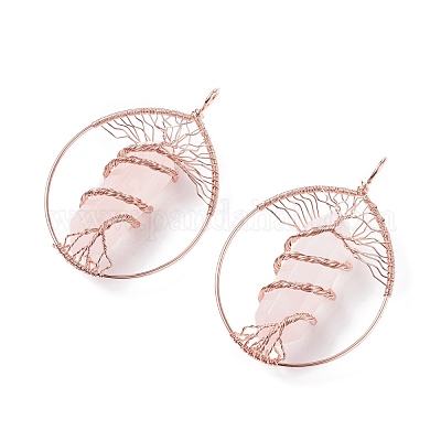 Естественно розового кварца большие кулоны G-F702-02RG-A-1