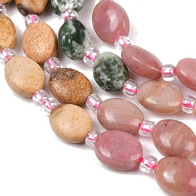 Натуральные нити из зеленопятнистой яшмы&nbsp;G-Z135-A09-1