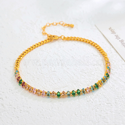 Вечные латунные браслеты для ног с подвеской в виде лошадиного глаза из кубического циркония для женщин CC7151-3-1