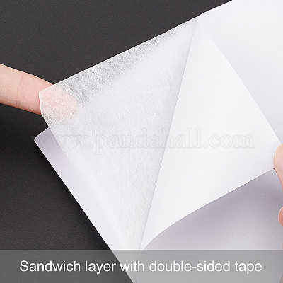 BENECREAT 10 Sheet Double Sided Adhesive Sheets White Self Adhesive Tape  Sandwich Layer with Double Side Tape for Gift Wrapping Paper Craft Handmade