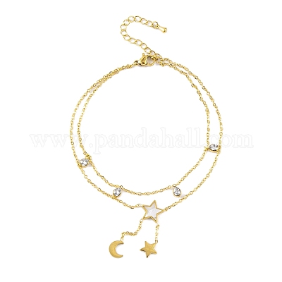 Ионное покрытие (ip) 304 нержавеющая сталь цепи браслет на ногу AJEW-H148-10D-G-1