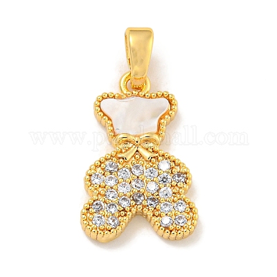 Латунные микропаве прозрачные подвески с фианитом KK-P275-18G-1