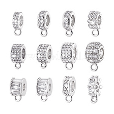 12 шт. 12 стиля латунных трубчатых дужек с микропаве из кубического циркония KK-PH0013-25-1