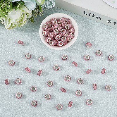 80 шт. полимерная глина со стразами европейские бусины с большими отверстиями с серебряными латунными сердечниками FPDL-LT0001-02C-1